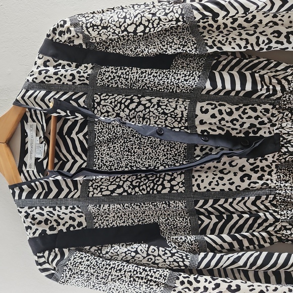 Anne Crimmins For Umi Collections 100% Silk B & W Animal Print Geometric Dress - Picture 3 of 11